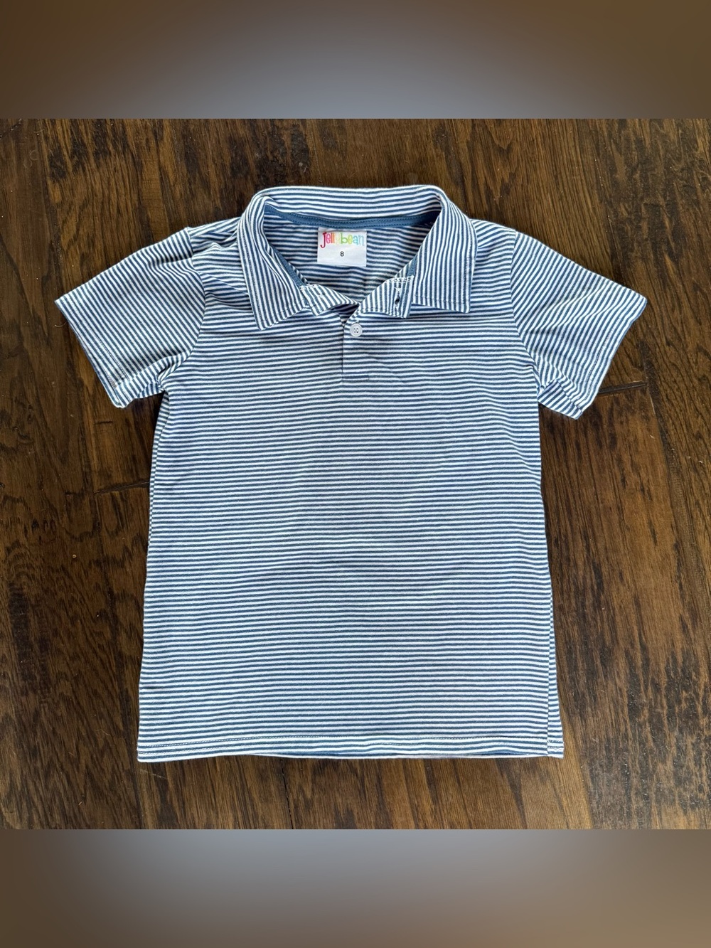 Jelly bean boys Blue & White Striped Polo Shirt size 8